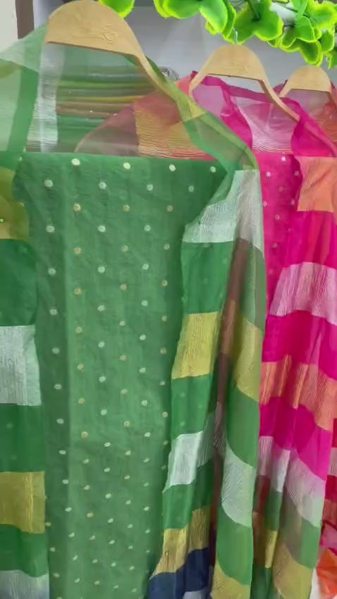 Chanderi cotton unstitched suit