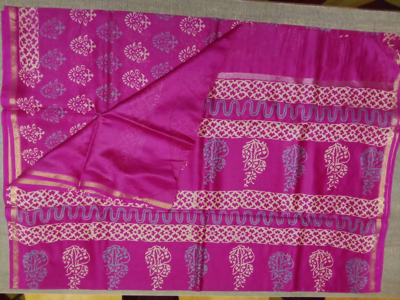 Chanderi cotton silk printed saree