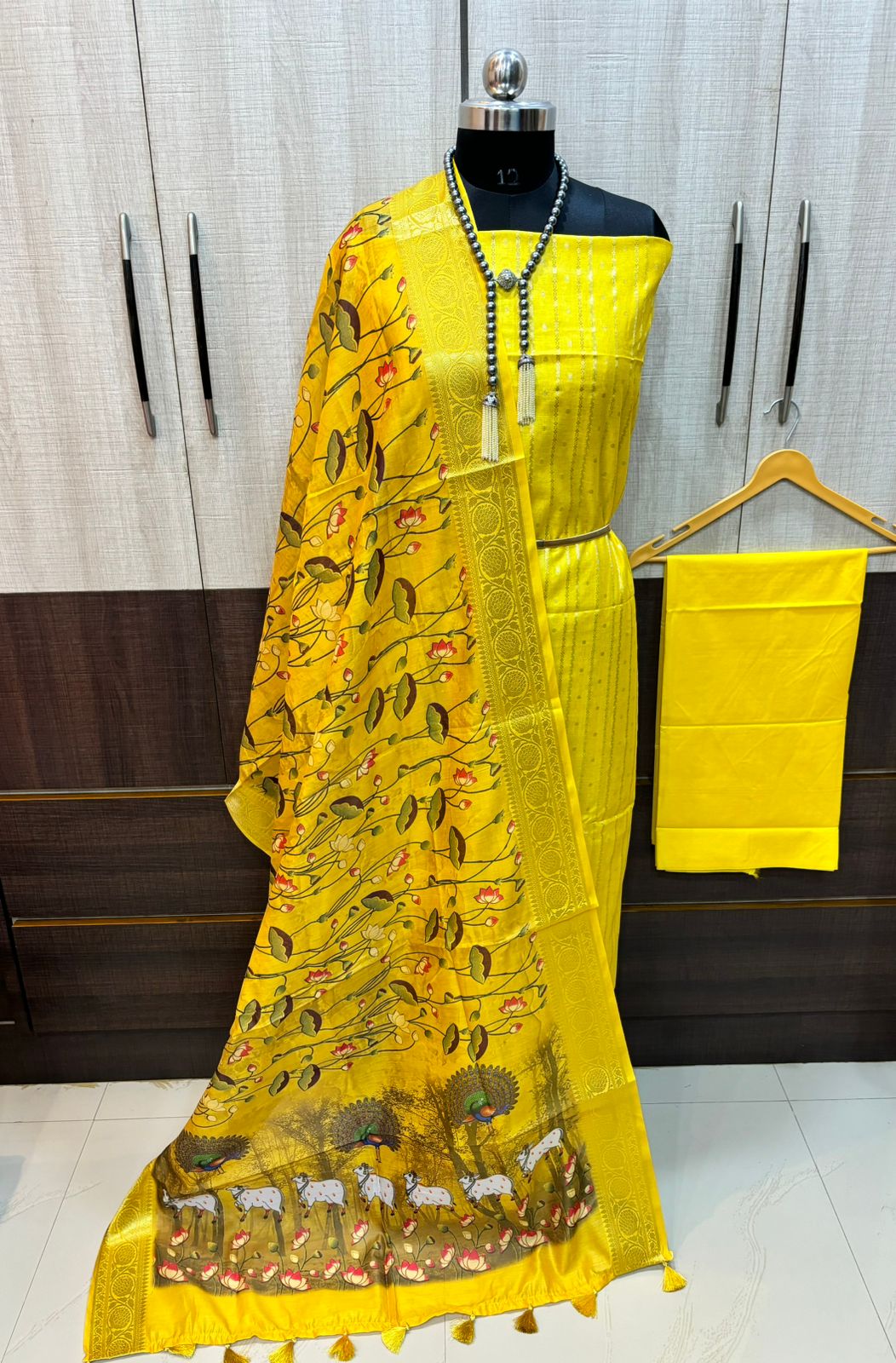 Pure Banarsi pichwai unstitched suit
