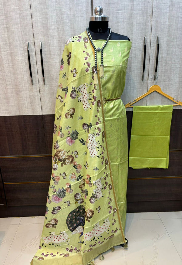 Pure Banarsi pichwai unstitched suit