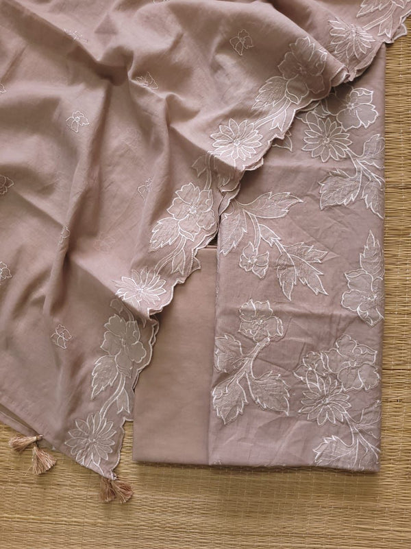 Mul mul cotton applique work Unstitched suit