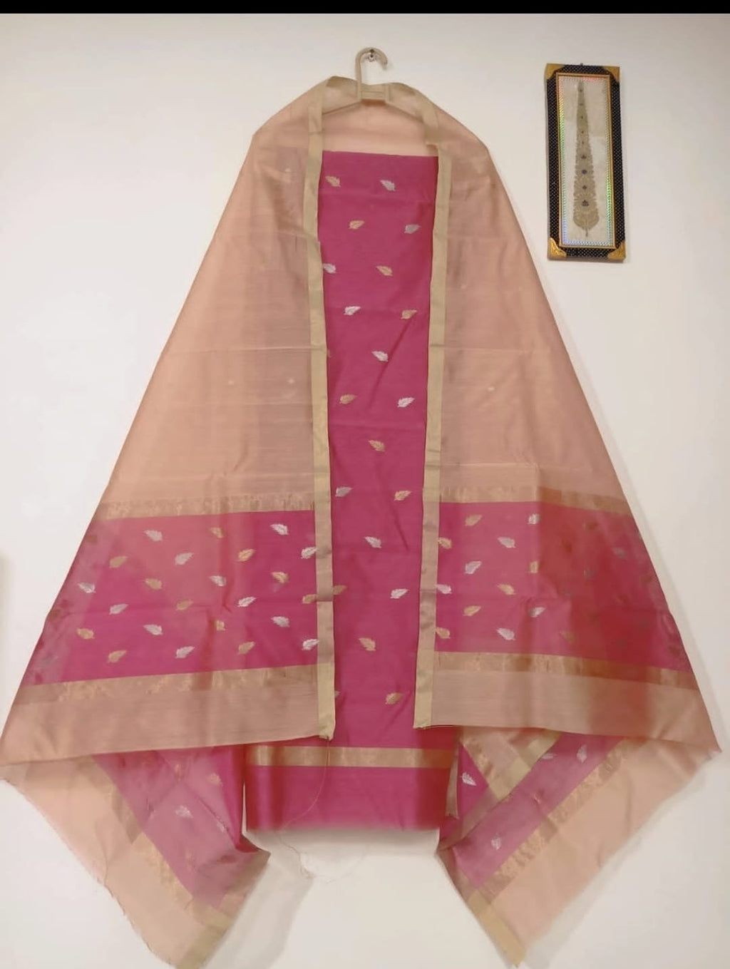 Chanderi silk pink suit