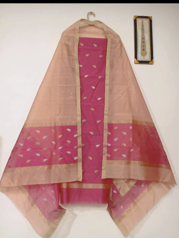 Chanderi silk pink suit