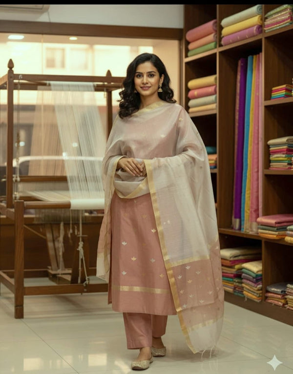 Chanderi silk suit