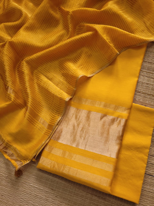 Pure chanderi cotton silk Unstitched suit