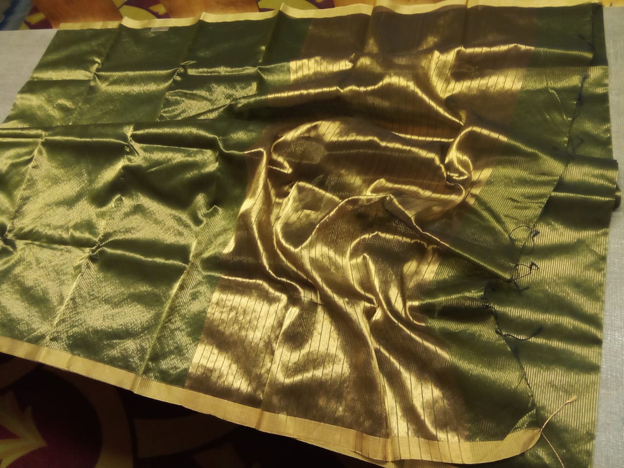 Chanderi tissue light green silk saree