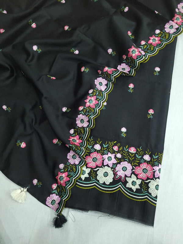 Pure chanderi cotton embroidery unstitched suit