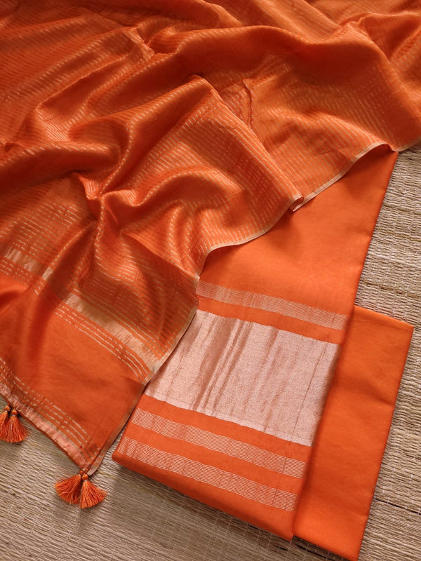 Pure chanderi cotton silk Unstitched suit