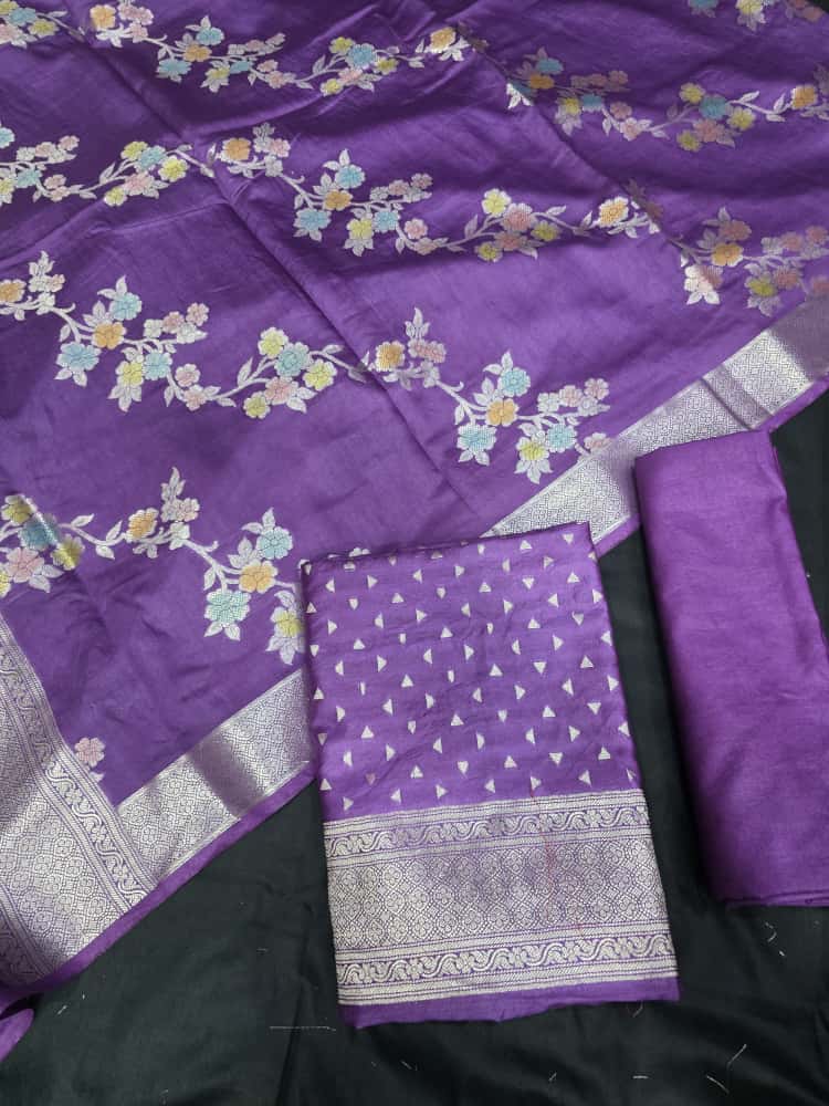 Mul mul chanderi purple suit
