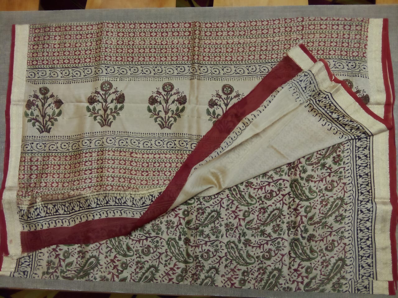 Chanderi cotton silk printed saree