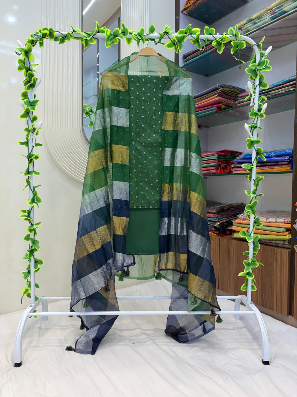 Chanderi cotton unstitched suit