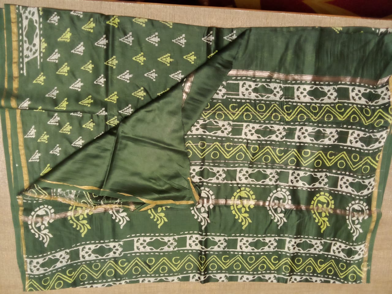 Chanderi cotton silk printed saree