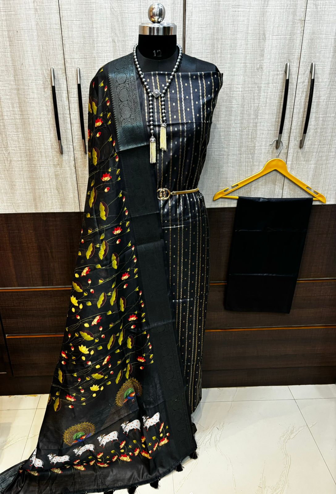 Pure Banarsi pichwai unstitched suit