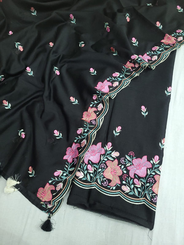 Pure chanderi cotton embroidery unstitched suit