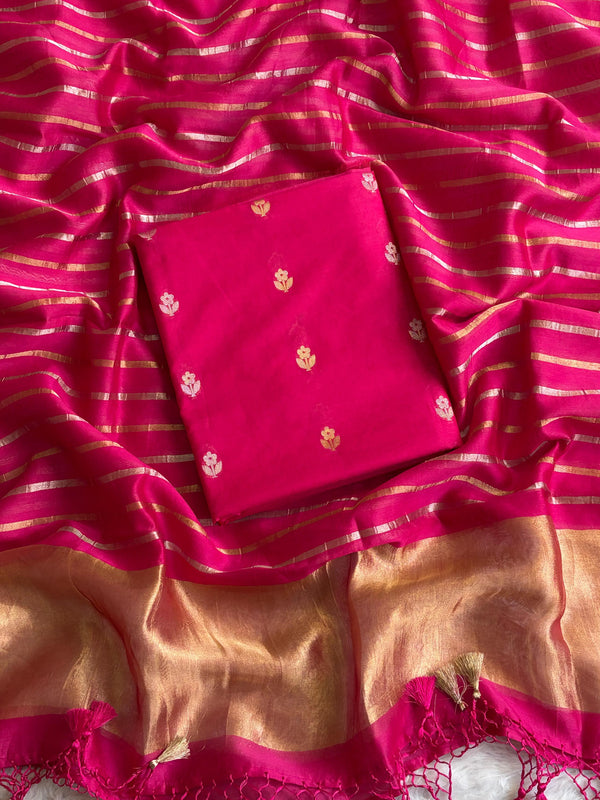 Chanderi silk unstitched suit piece