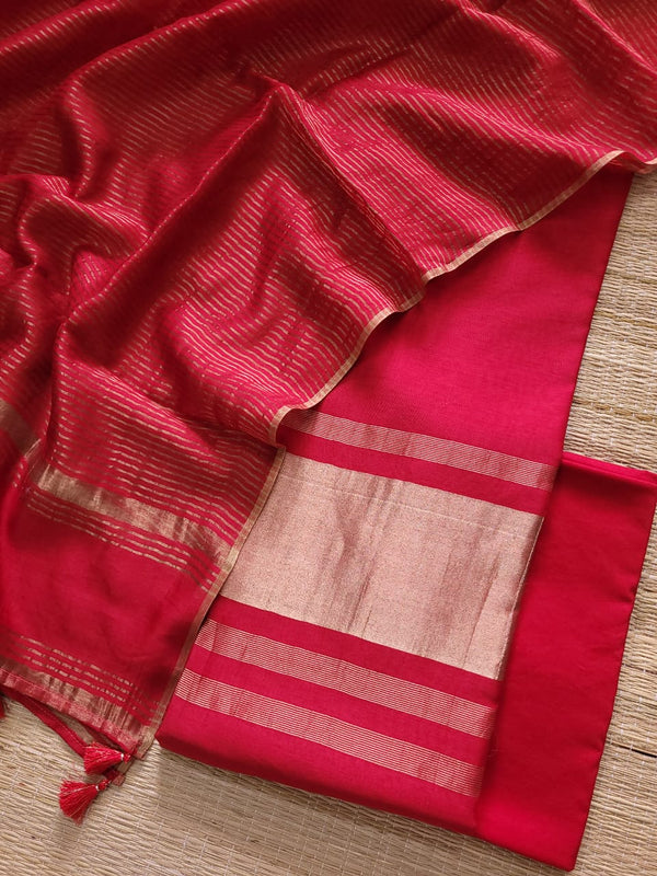 Pure chanderi cotton silk Unstitched suit