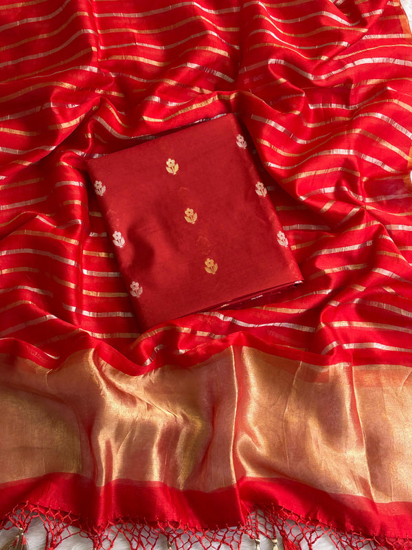 Chanderi silk unstitched suit piece