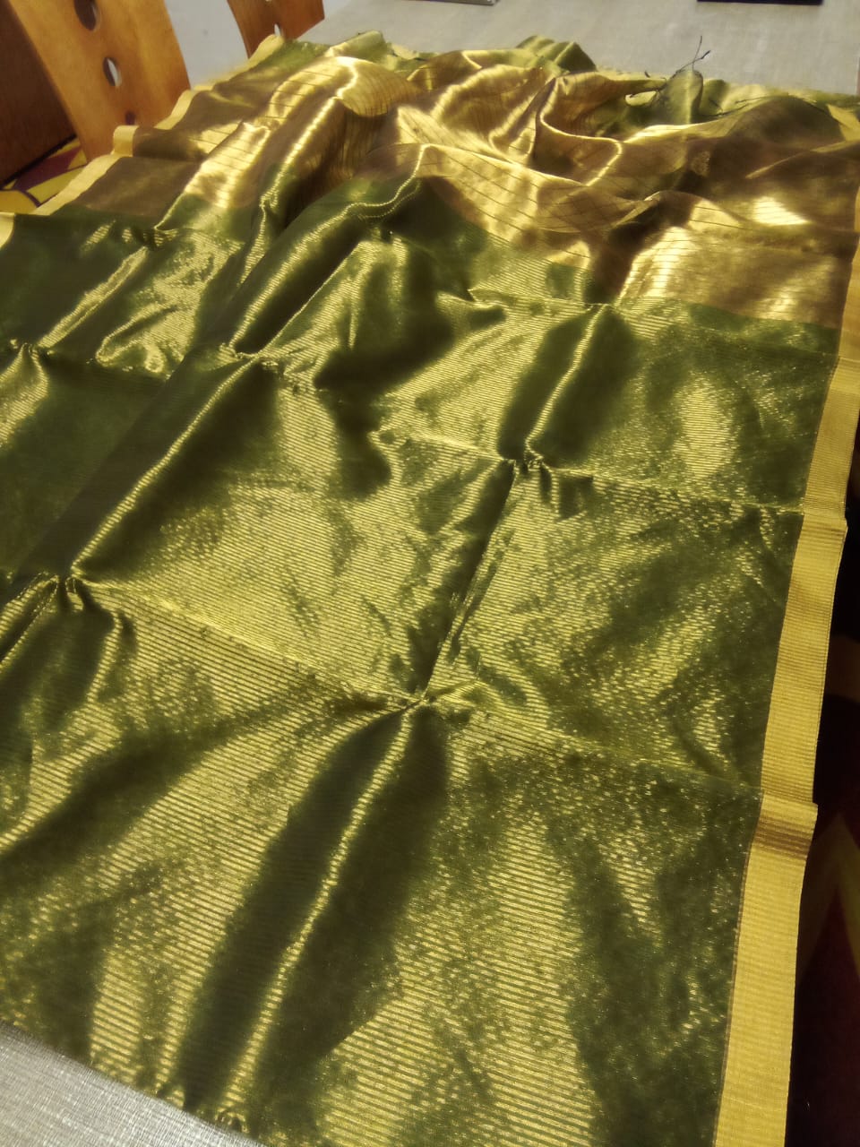 Chanderi tissue light green silk saree