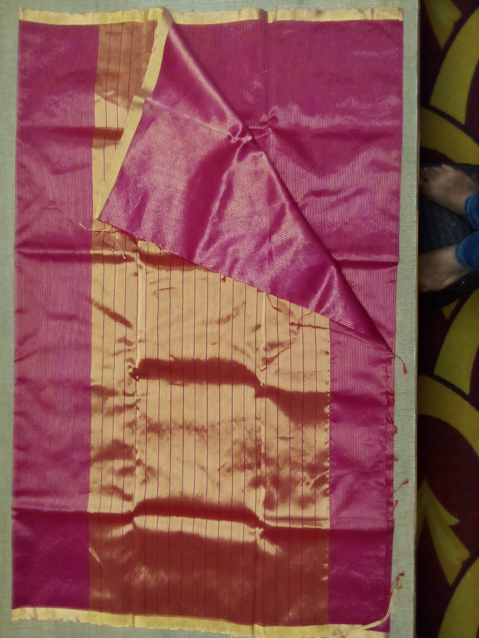 Chanderi tissue pink silk saree