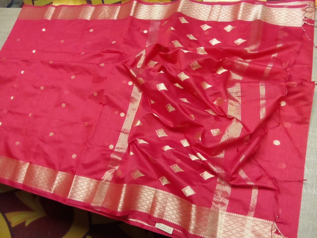 Chanderi Silk festive Red saree