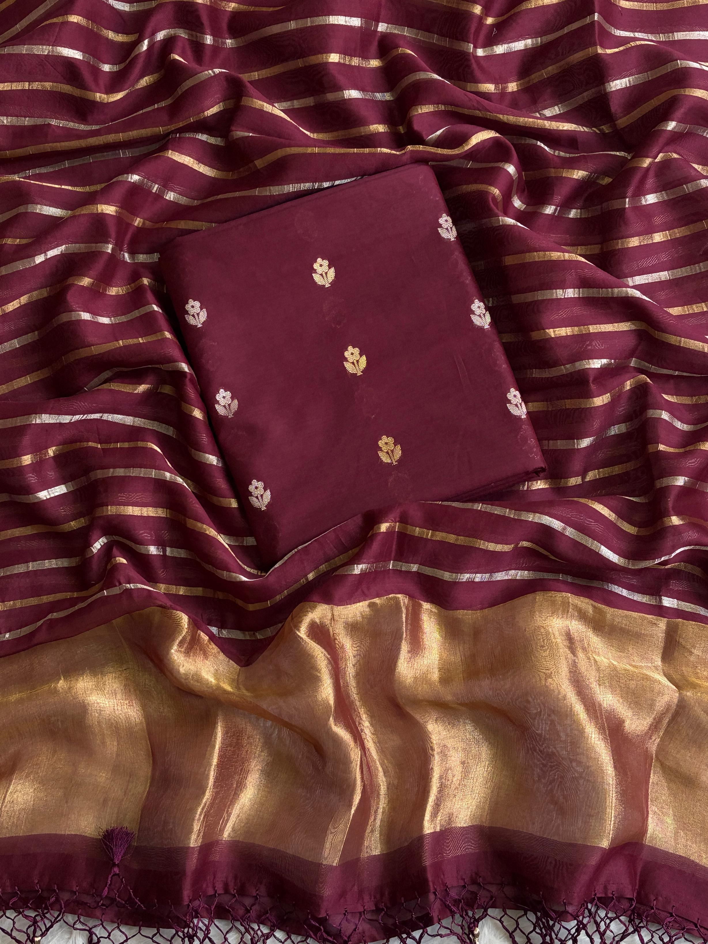 Chanderi silk unstitched suit piece